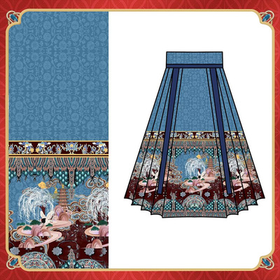 零售秋季新款马面裙面料提花机织文艺汉服马面裙面料